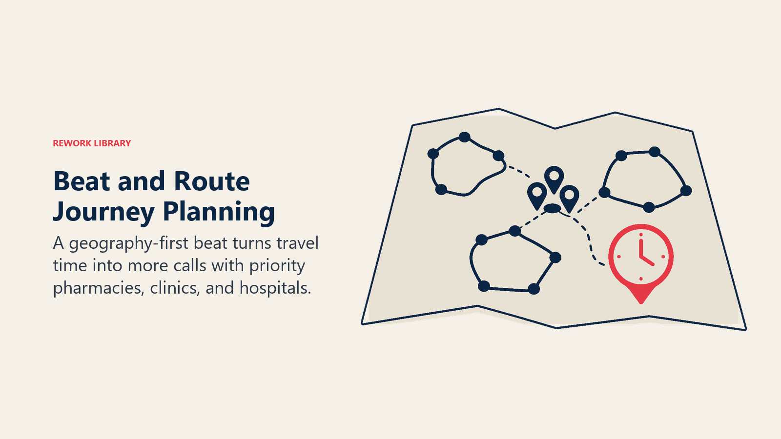 Beat and route journey planning shown as a clustered territory map with protected selling time