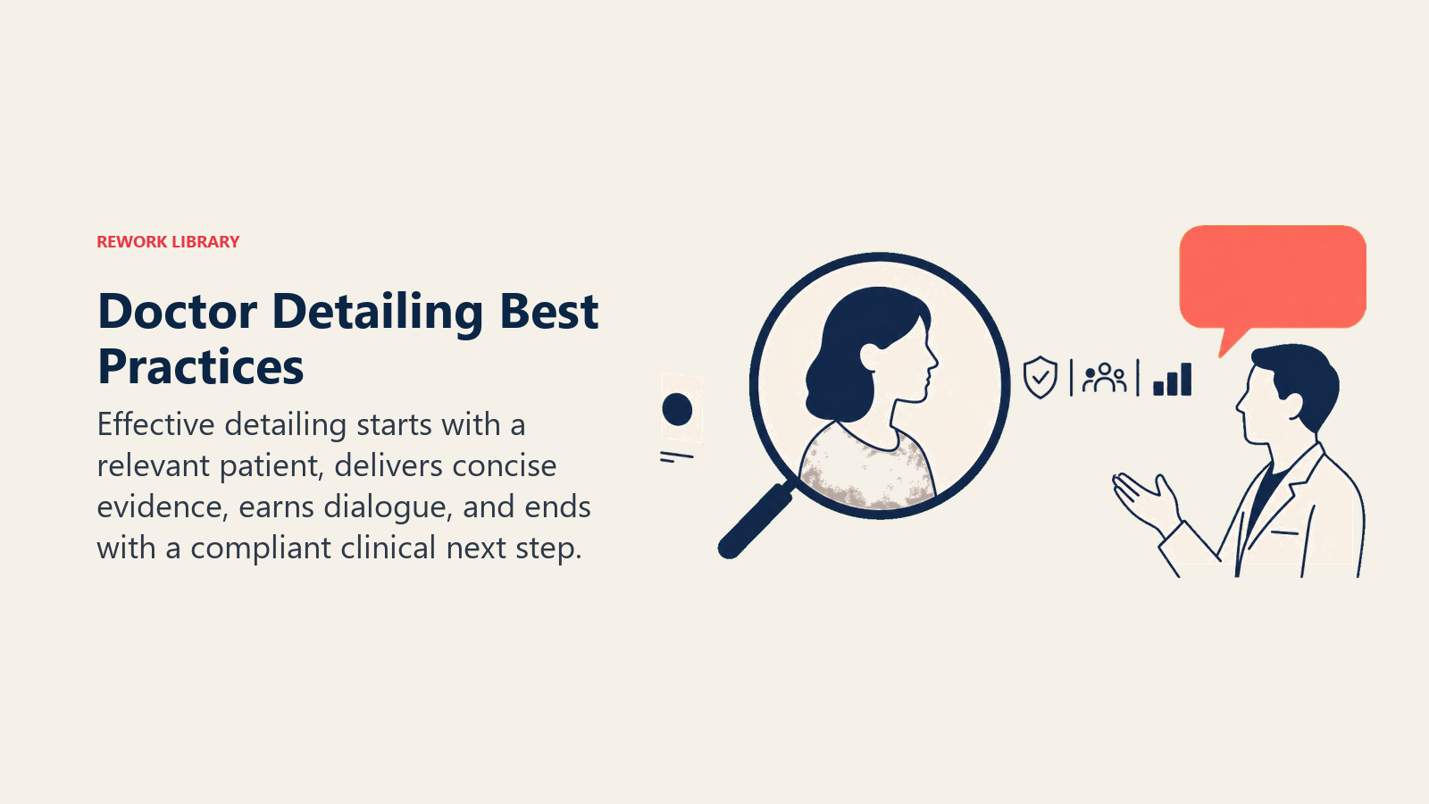 Doctor detailing best practices shown as a patient-focused evidence lens for a brief clinical conversation