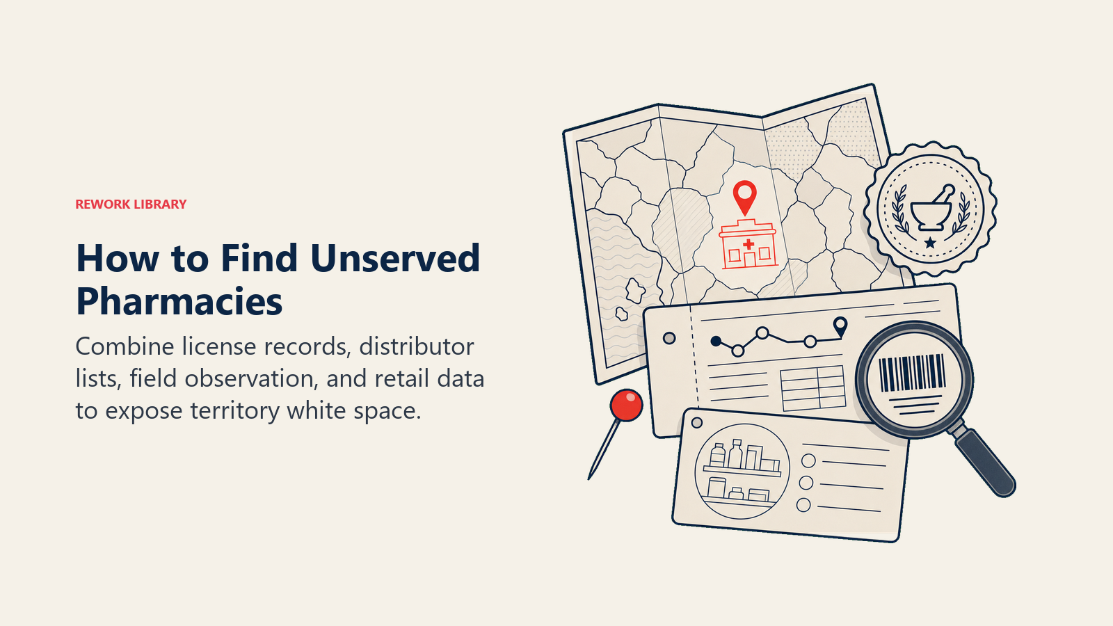 How to Find Unserved Pharmacies illustrated with territory discovery map kit