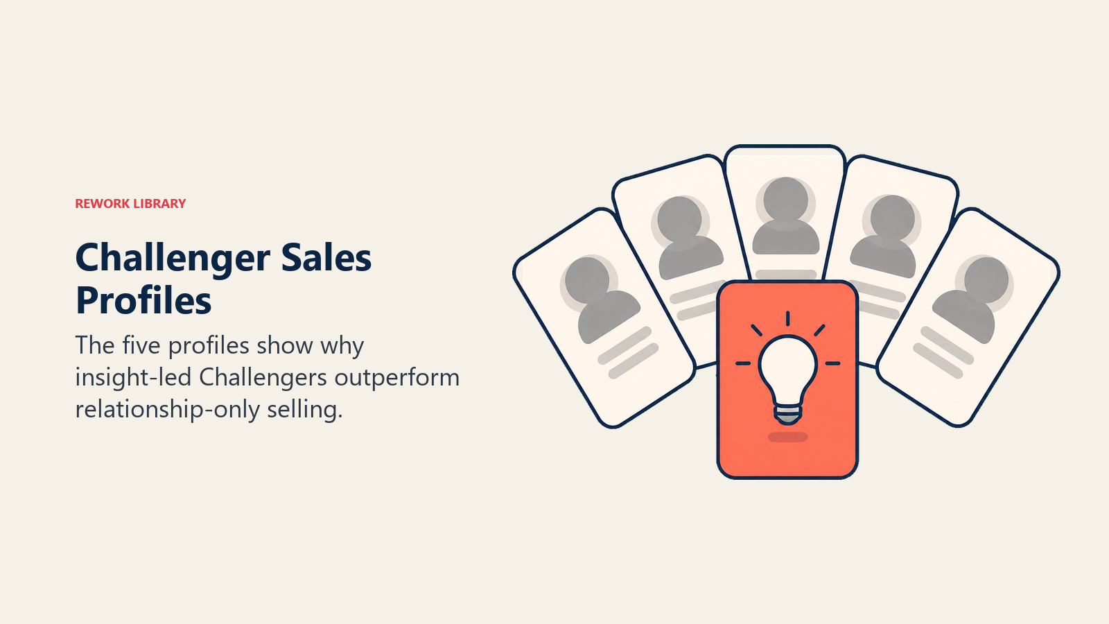 Five seller profile cards with the challenger profile highlighted