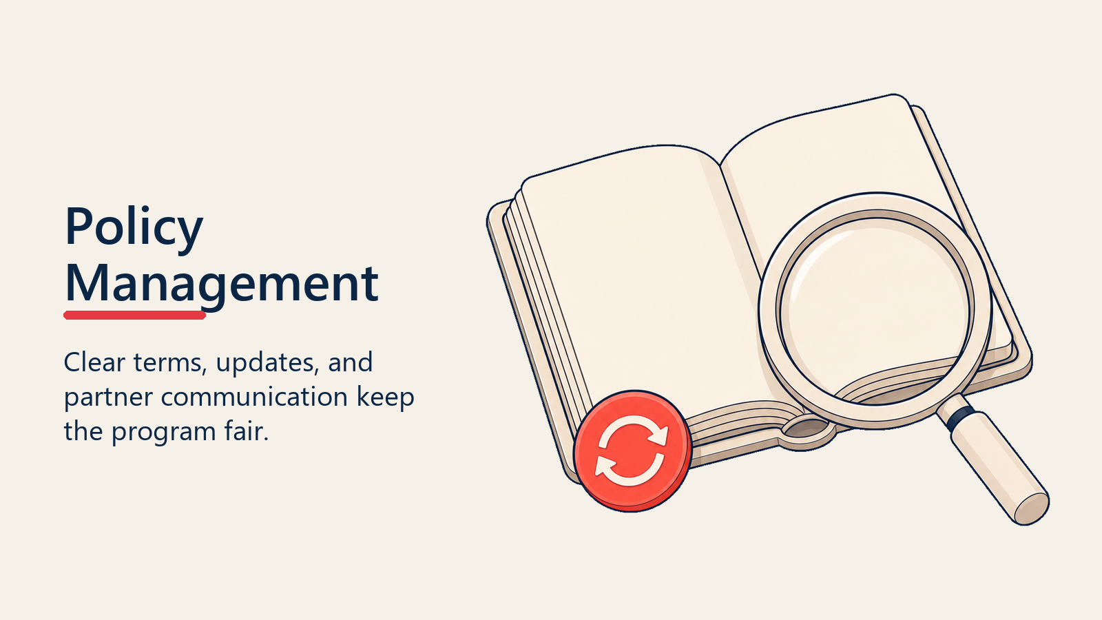 Policy management lens reviewing registration terms and updates