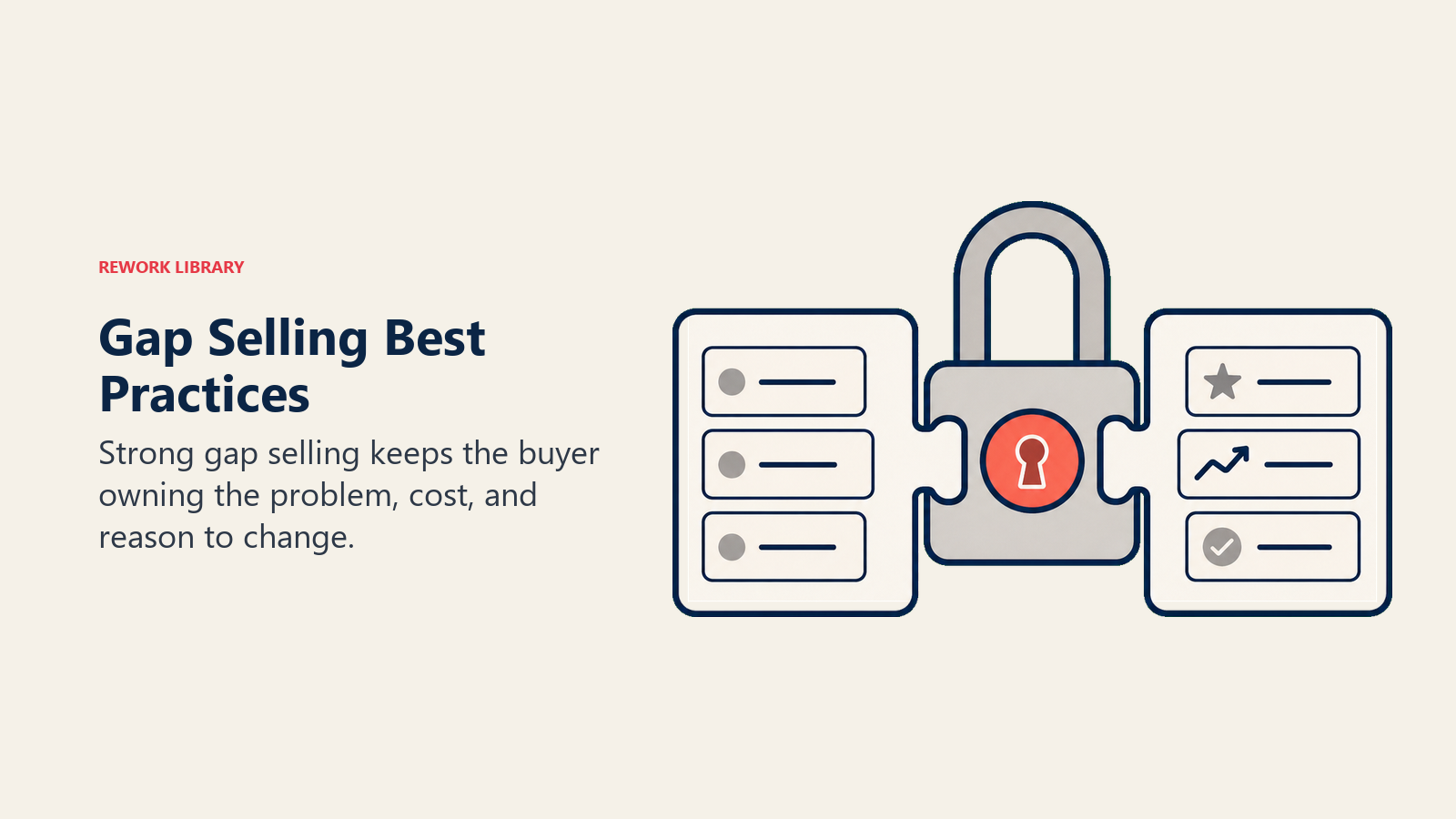Gap selling practices lock showing buyer-owned urgency