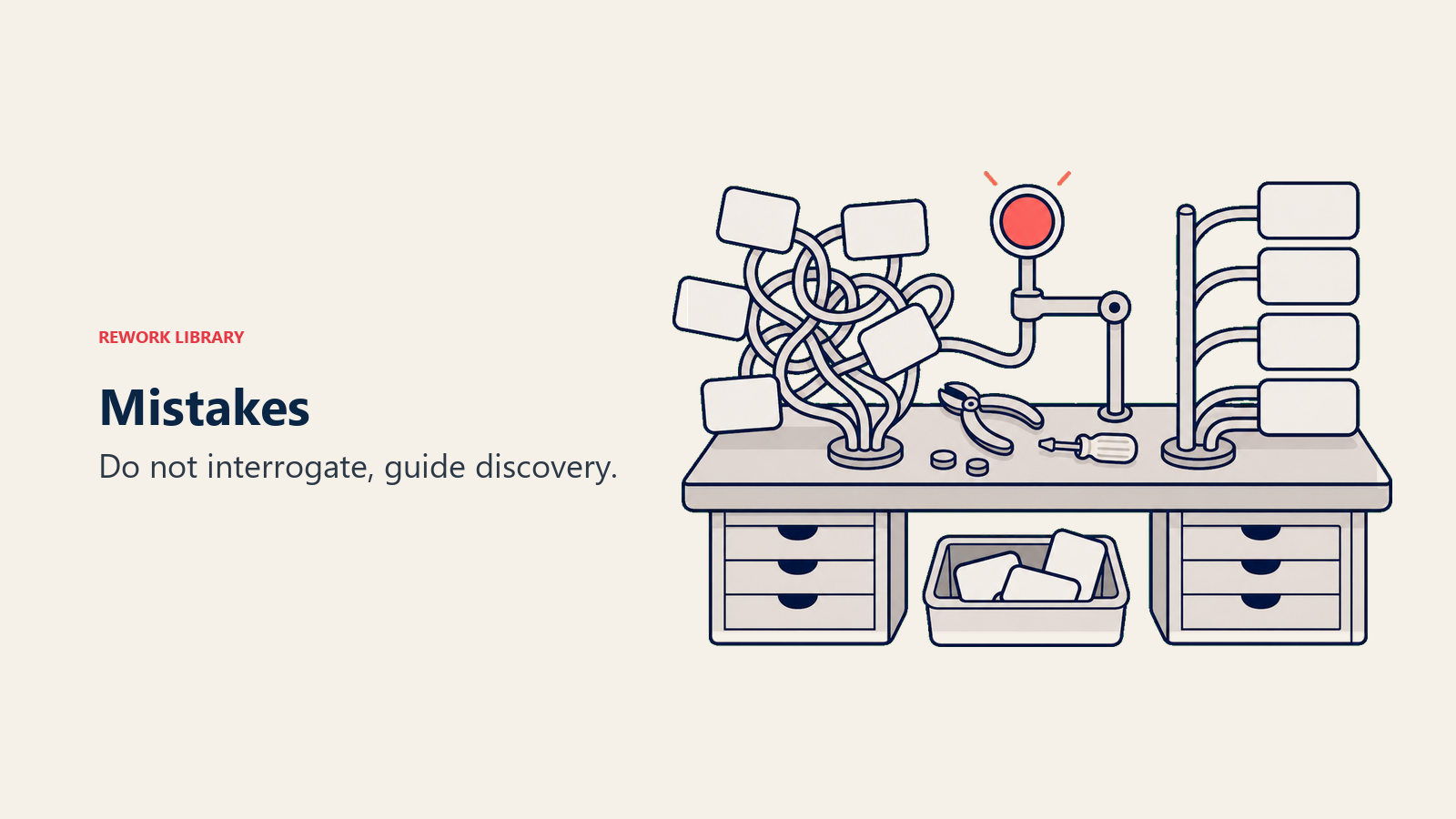Repair bench for SPIN selling mistakes and better discovery flow