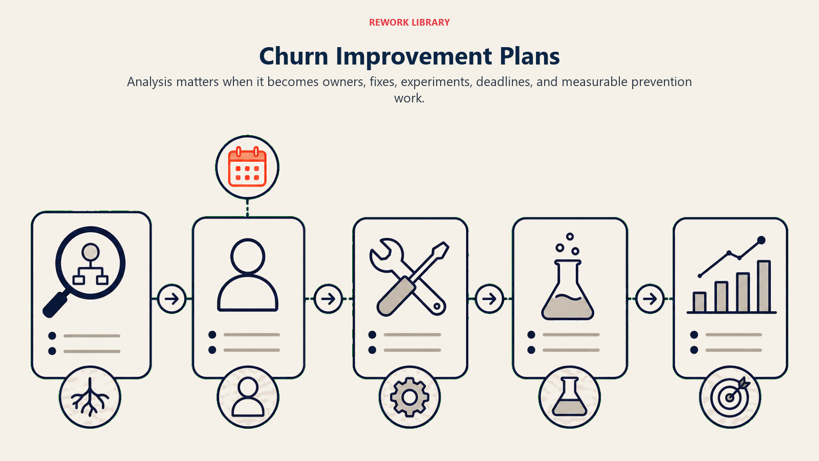 Churn Improvement Plans shown as root cause to improvement plan execution path