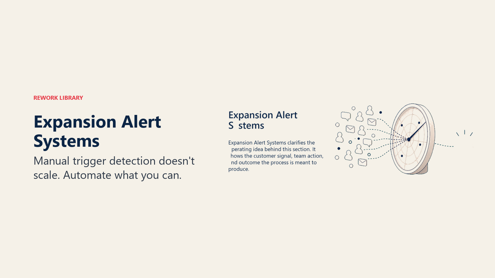 Expansion Alert Systems showing a soft radar gauge filtering customer activity into one coral readiness signal for expansion alert systems