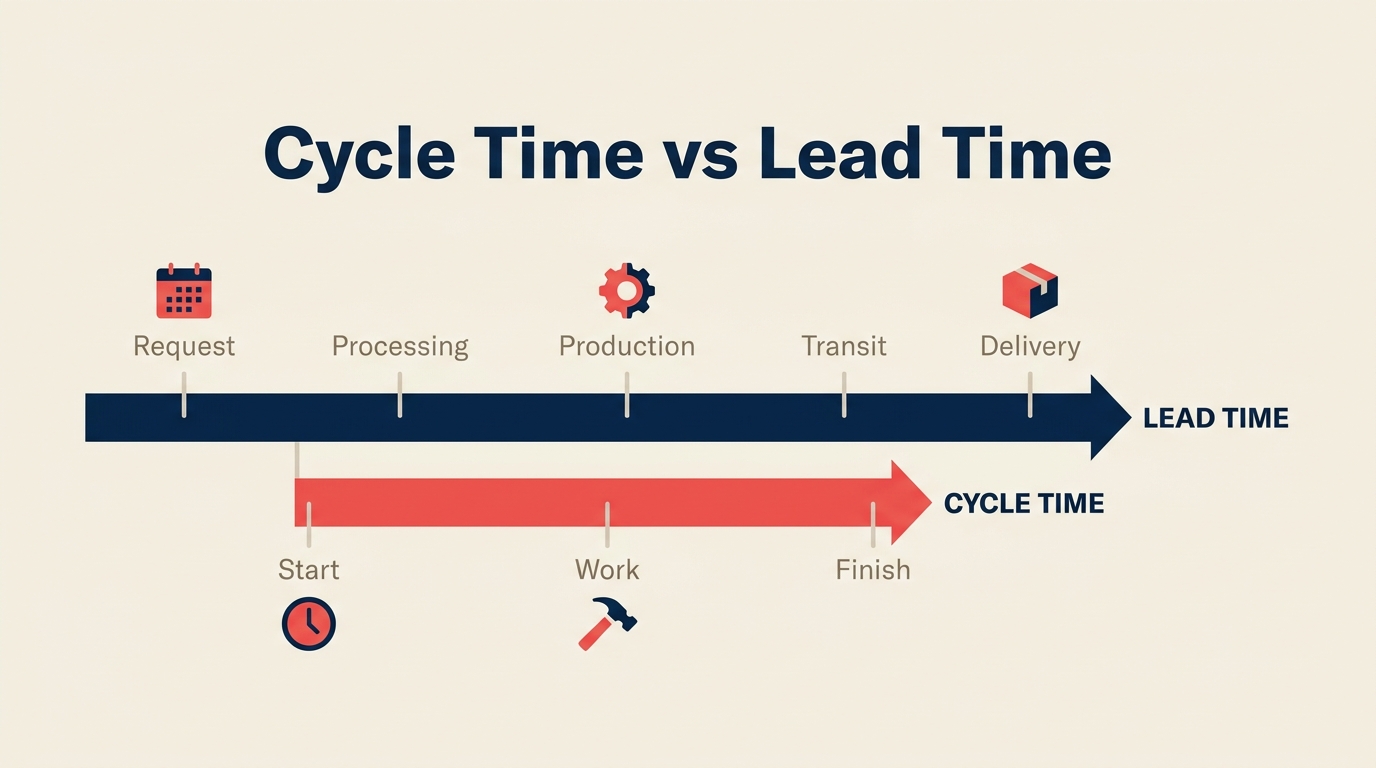 Cycle time shown as a shorter bar nested inside the longer lead time bar