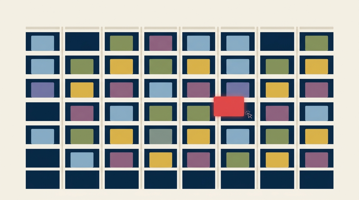 Heijunka box with evenly leveled production cards across a time grid