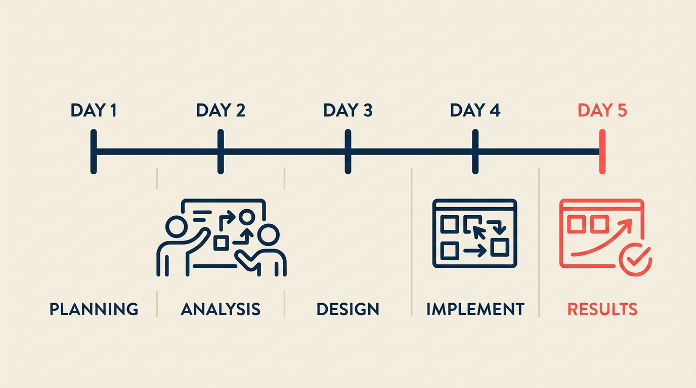 Kaizen event five day rapid improvement timeline