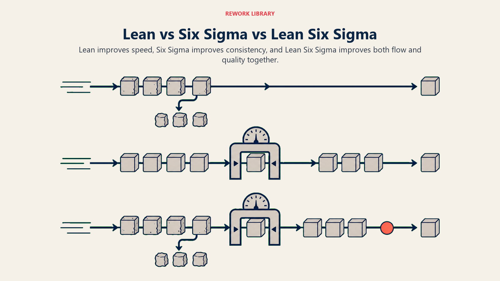 Lean versus Six Sigma versus Lean Six Sigma as speed, precision, and combined improvement lanes