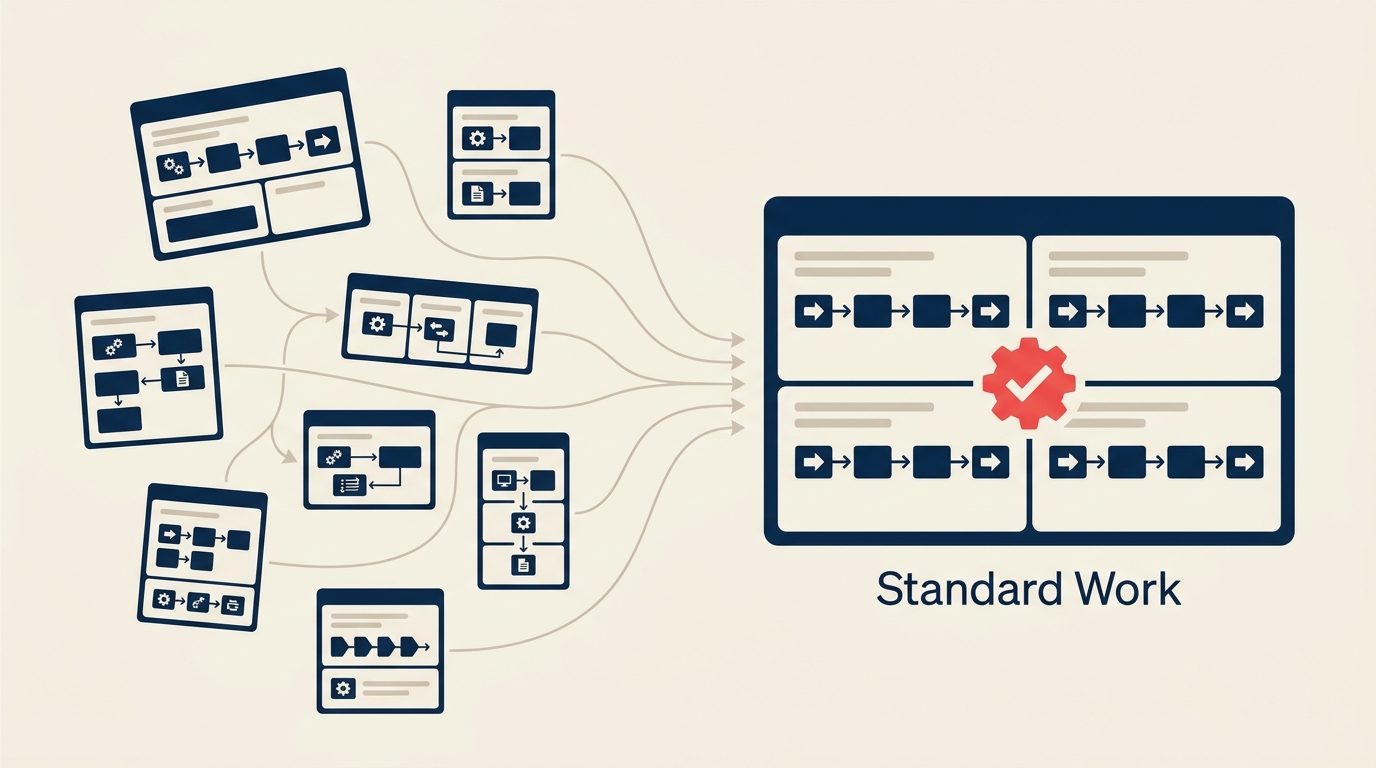 Process standardization converging varied methods into one standard