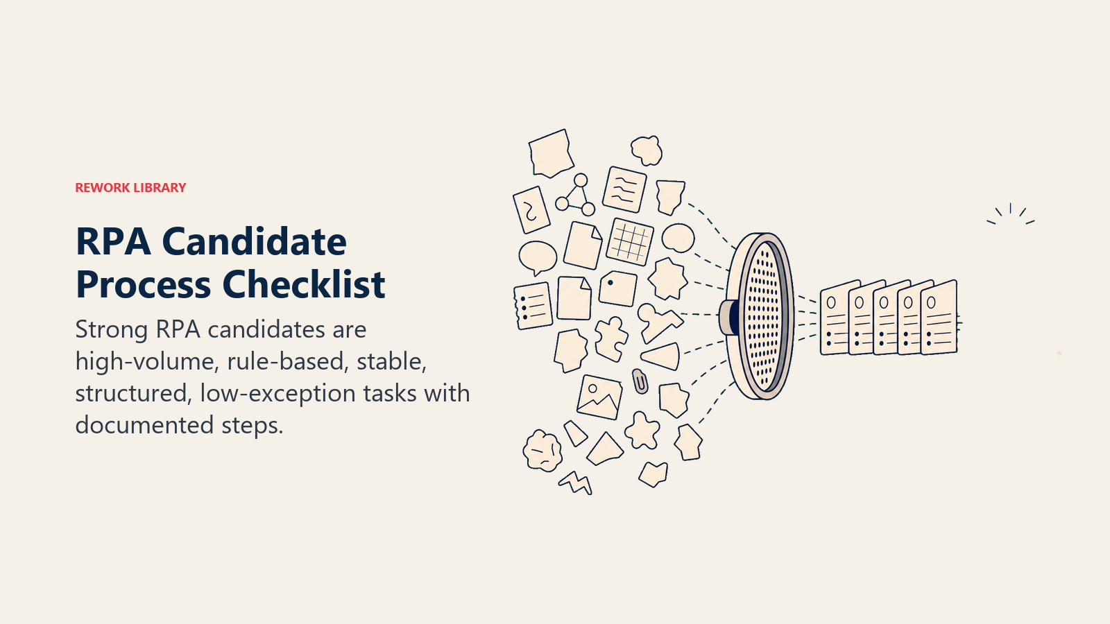 Selection lens filtering high-volume structured work into an RPA-ready process