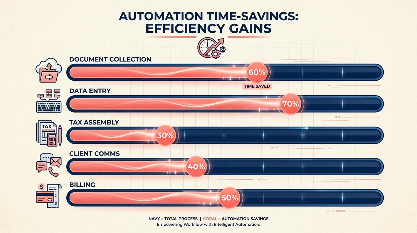 Accounting firm technology stack spanning tax software, practice management, client portals, bookkeeping automation, and CFO advisory dashboards
