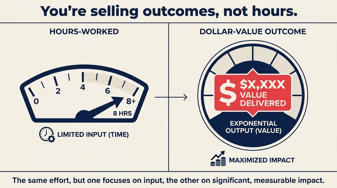 Value-based pricing model linking client outcomes to higher firm margins