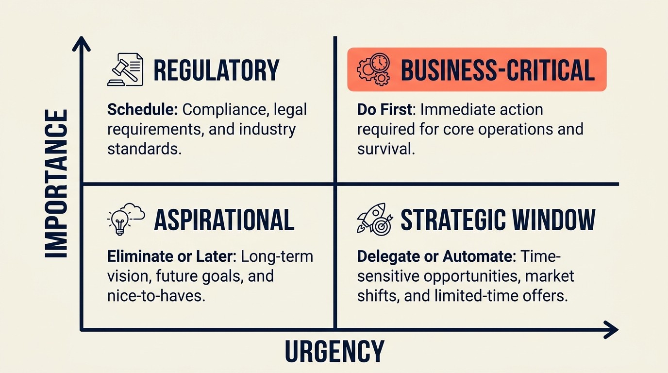 Discovery questions surfacing urgency drivers, hard deadlines, and decision timelines