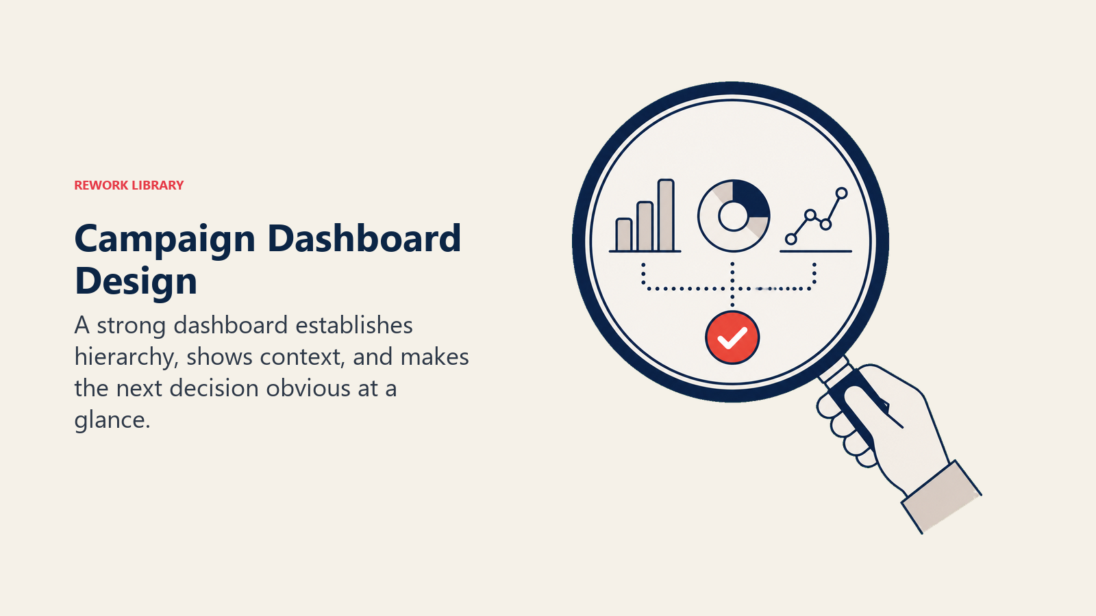 Campaign Dashboard Design illustrated with dashboard viewing lens