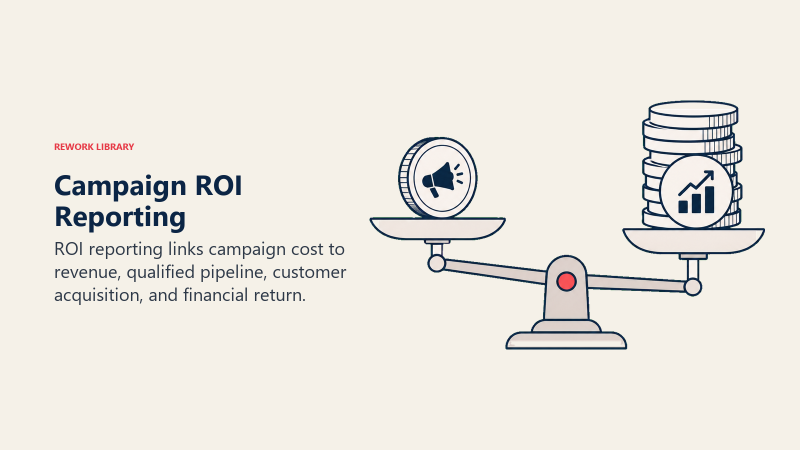 Campaign ROI Reporting illustrated with investment return balance