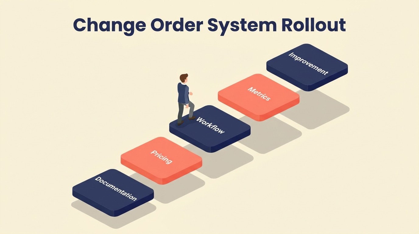 Phased change order system rollout from documentation to pricing workflow metrics and improvement
