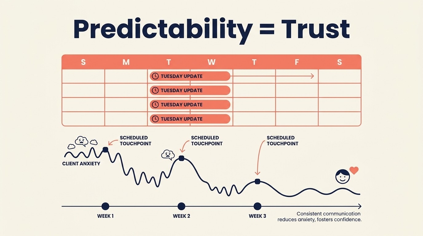 Clients judging consultant performance on communication quality alongside deliverables