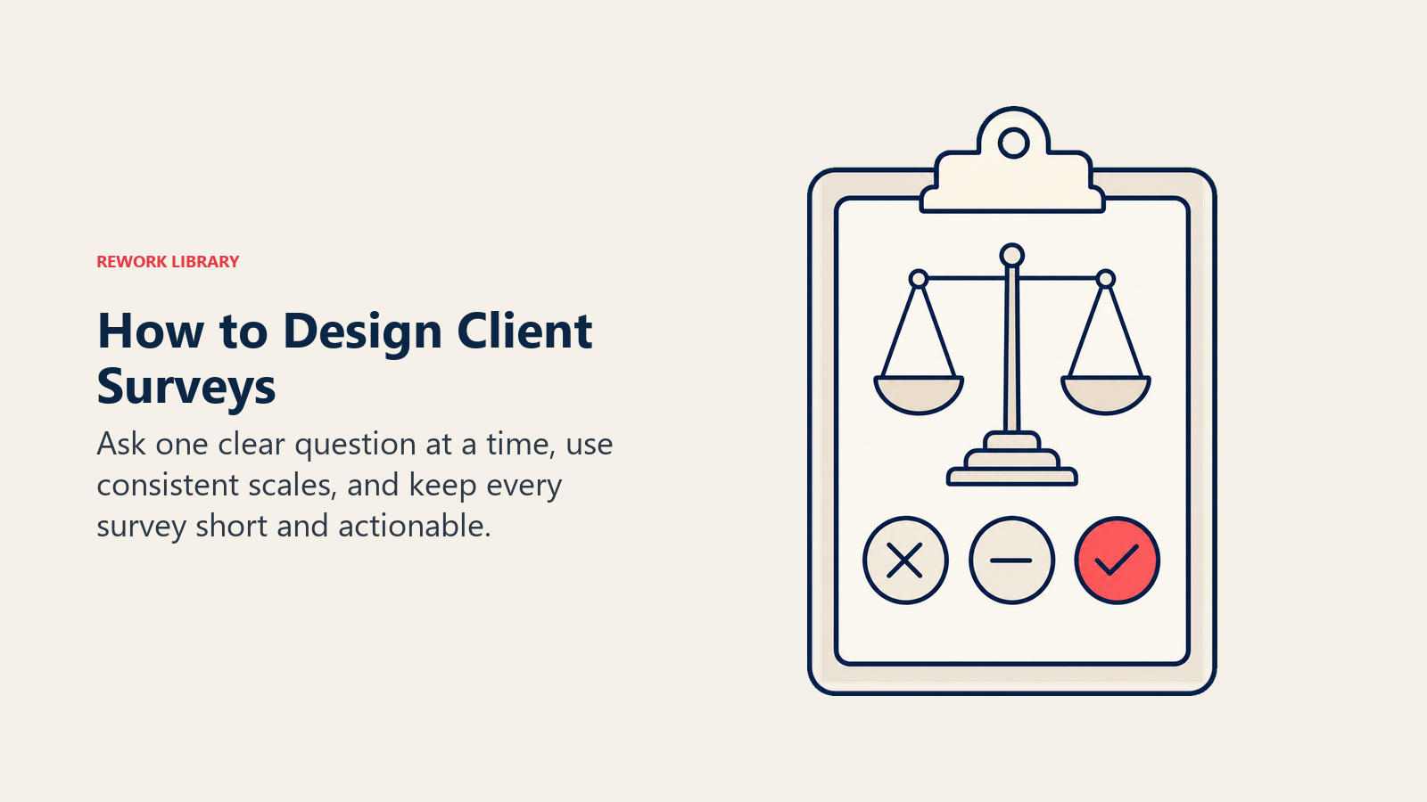 Visual guide to how to design client surveys