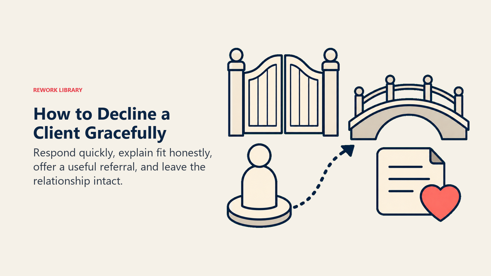 How to Decline a Client Gracefully illustrated with respectful redirect gate