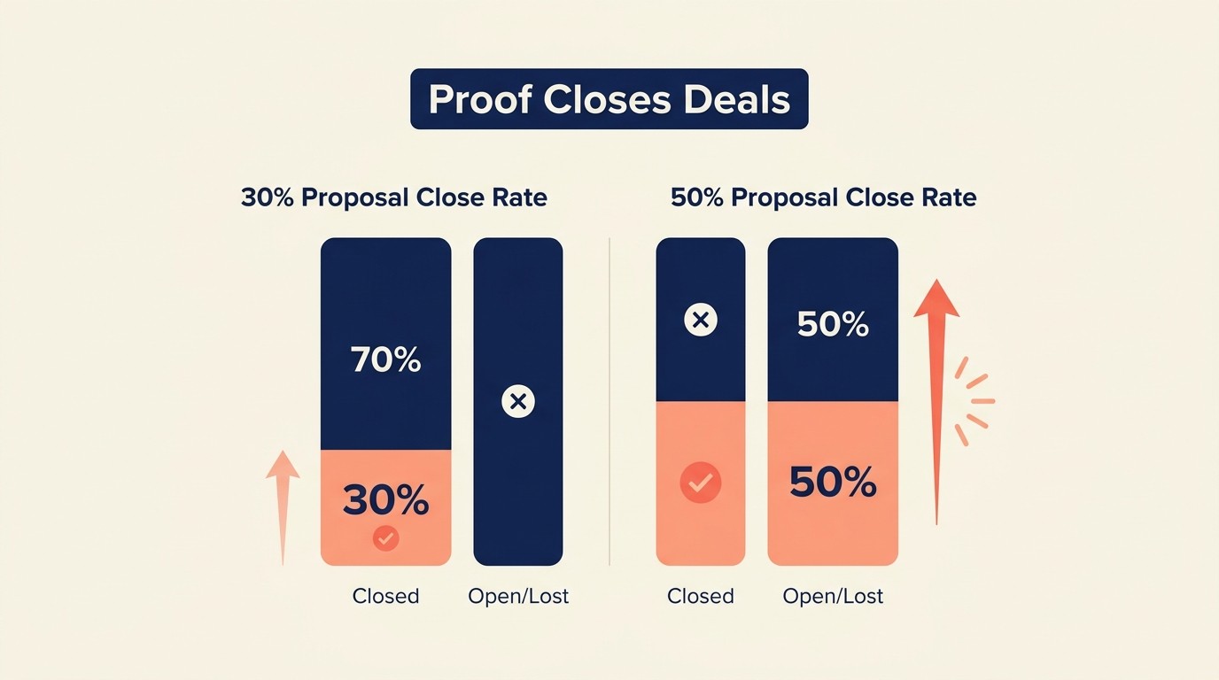 Social proof impact showing how client testimonials build trust and convert prospects better than self-promotion