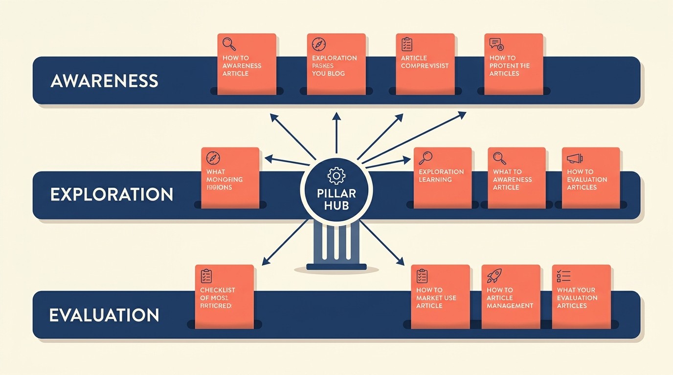 Mapping content types to buyer journey stages from problem awareness to decision