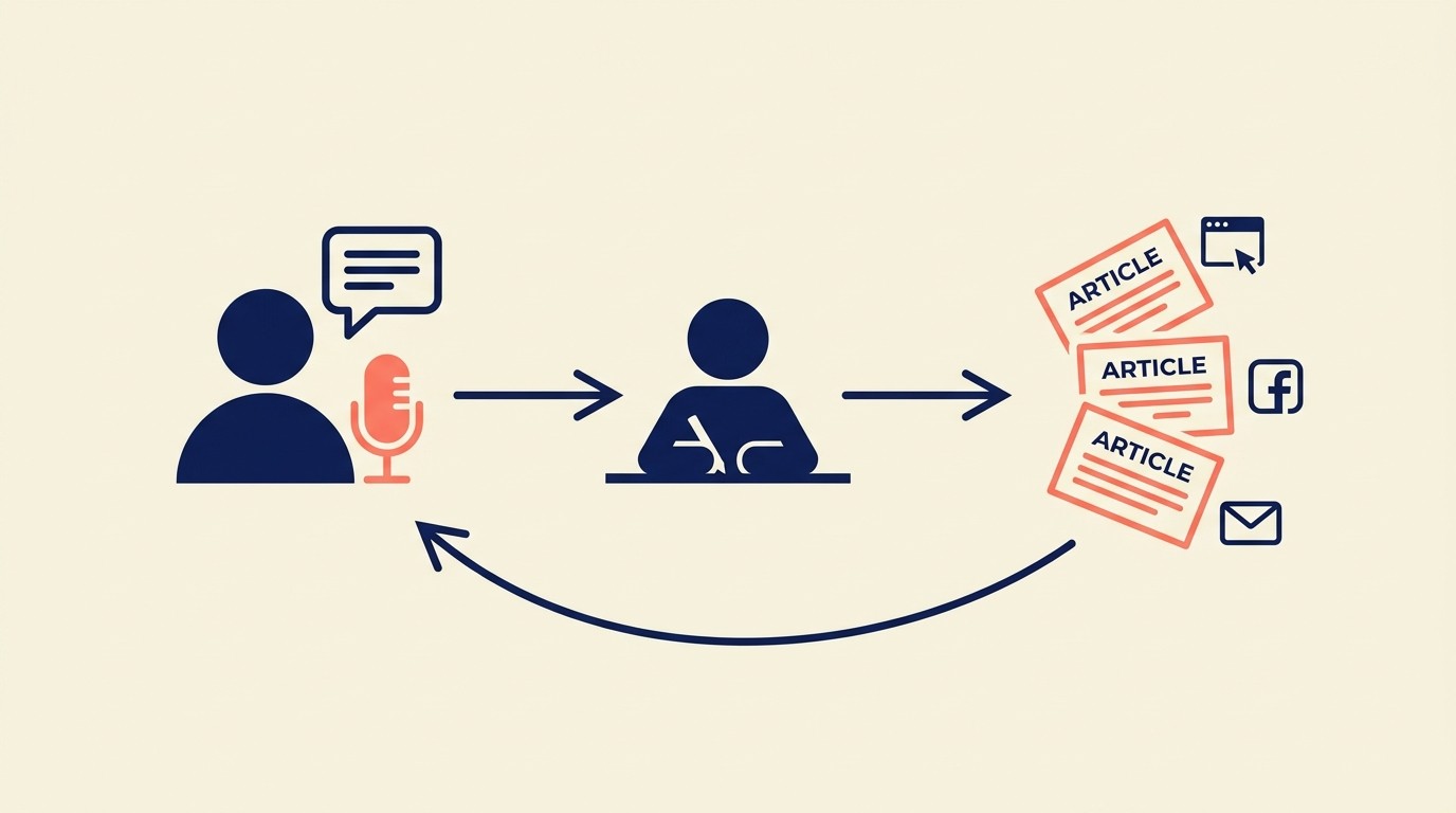 Sustainable content production through SME interviews, case study extraction, and repurposing