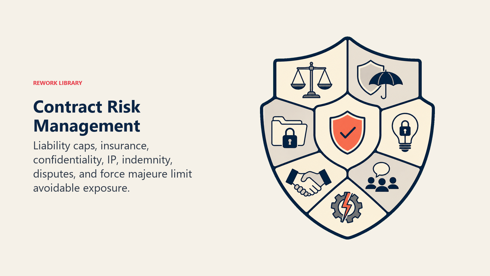 Contract Risk Management illustrated with contract risk shield