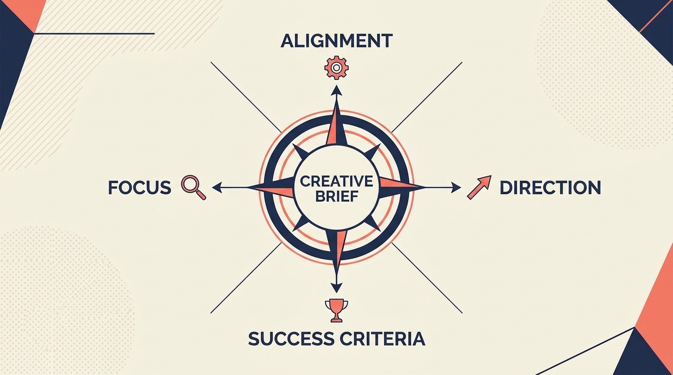 Creative brief as North Star document aligning stakeholders on project direction and success criteria