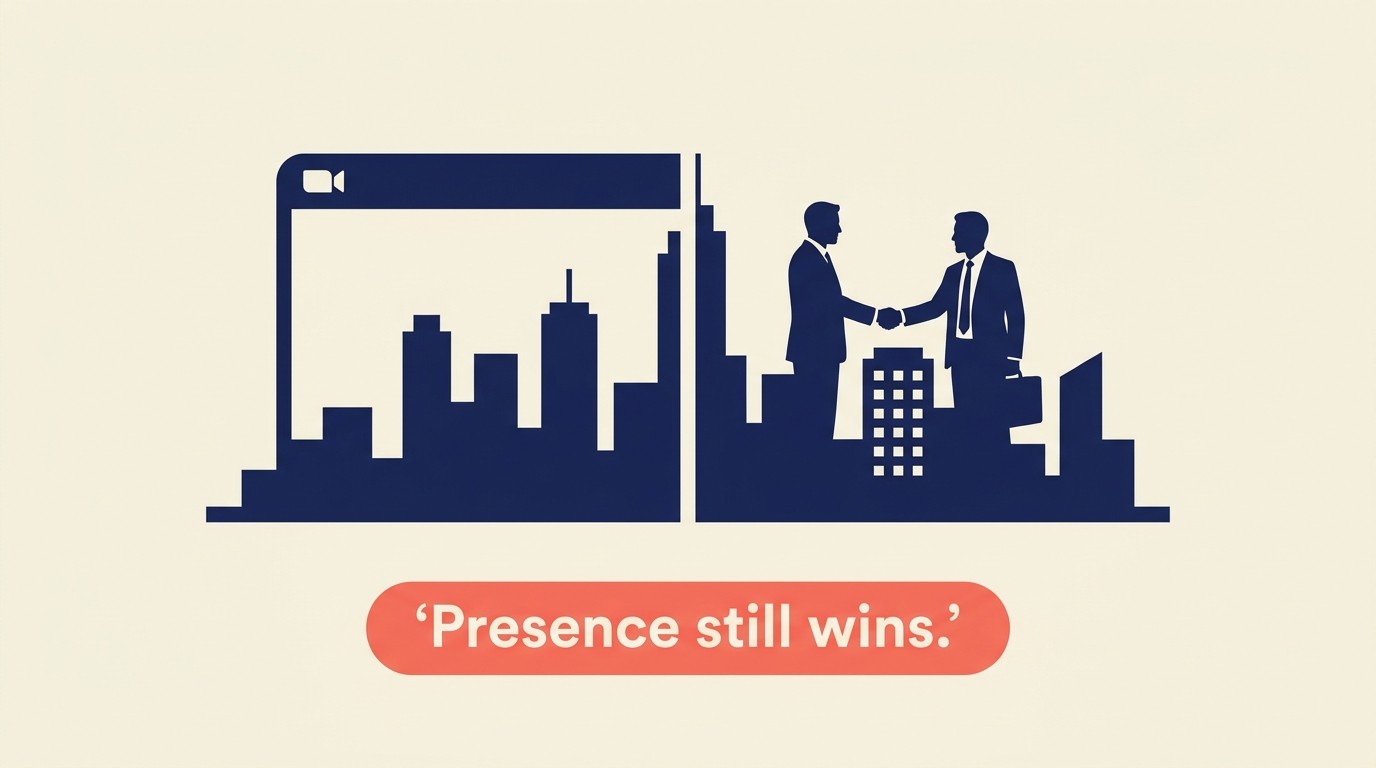 Geography paradox in professional services showing tension between remote delivery and local presence value