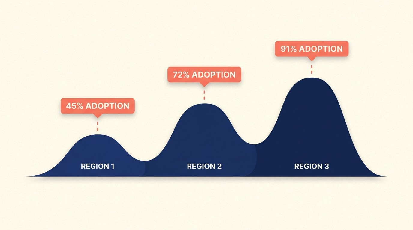 Phased rollout flow covering communication, training, performance monitoring, and issue escalation during live deployment