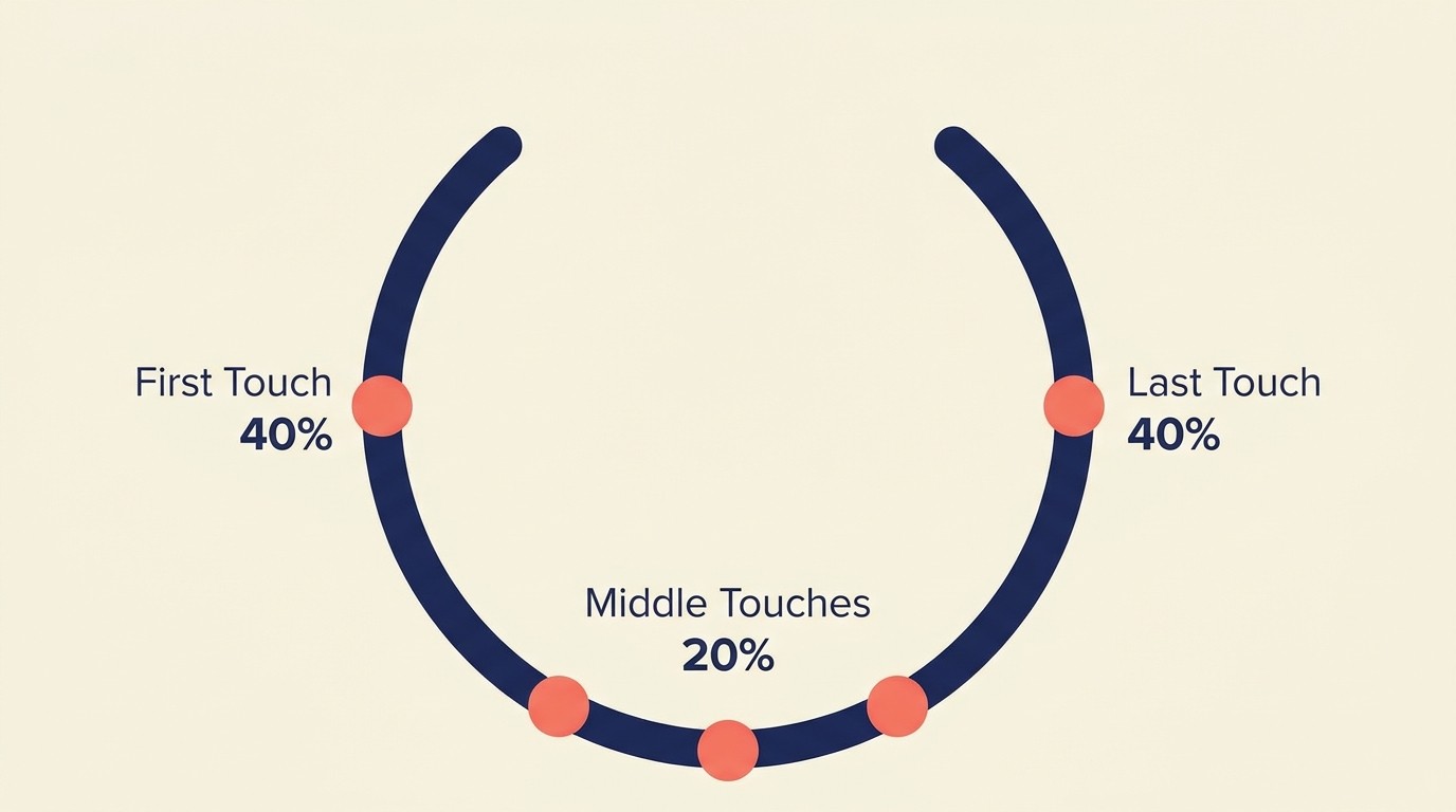 Multi-touch attribution tracking lead journey from first touch to closed-won revenue
