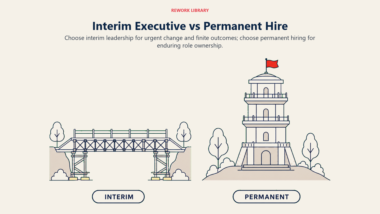 Visual guide to interim executive vs permanent hire