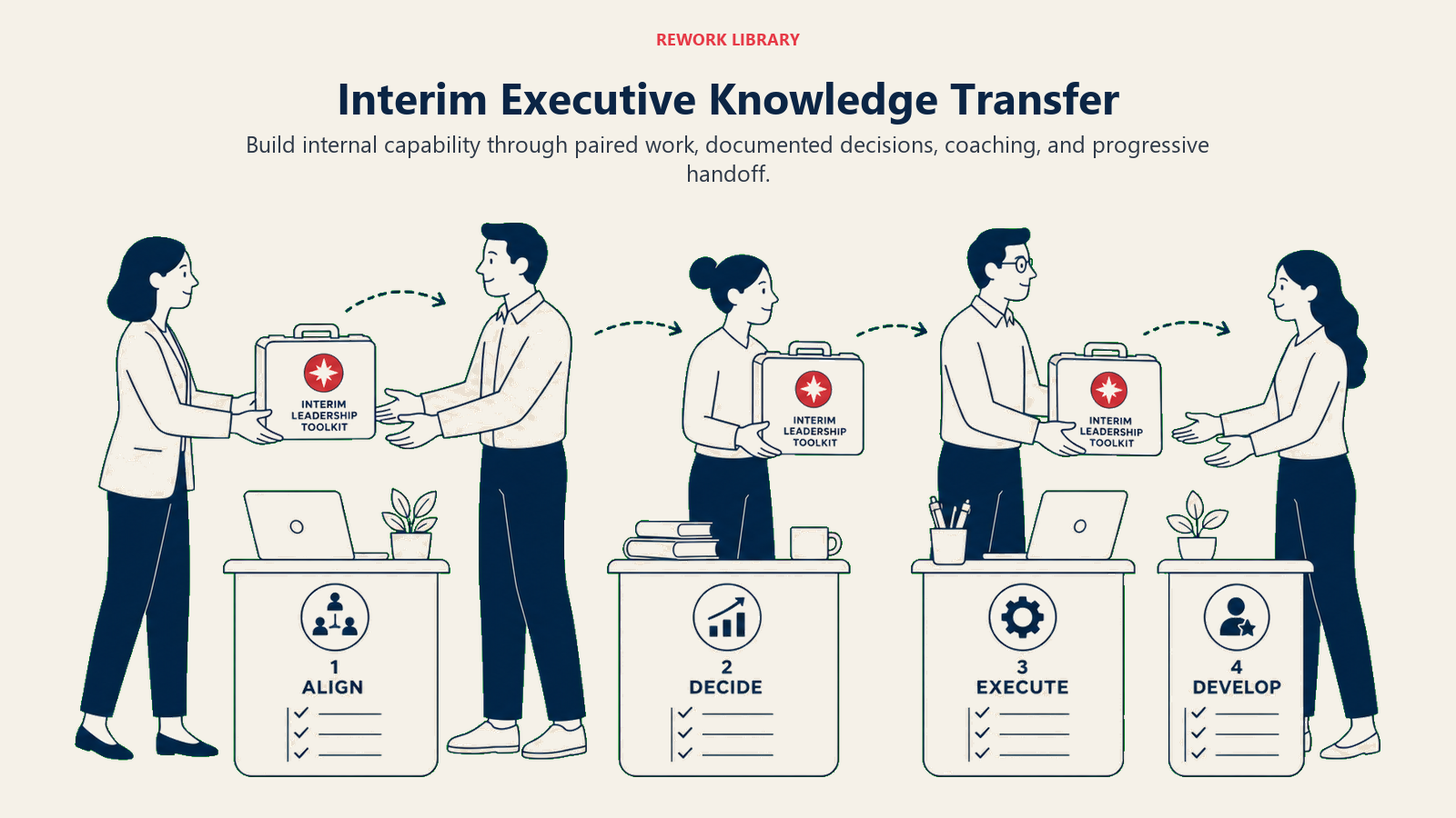 Visual guide to interim executive knowledge transfer