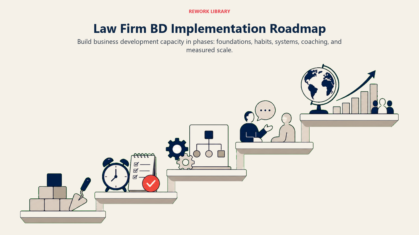 Law Firm BD Implementation Roadmap illustrated with phased capacity build