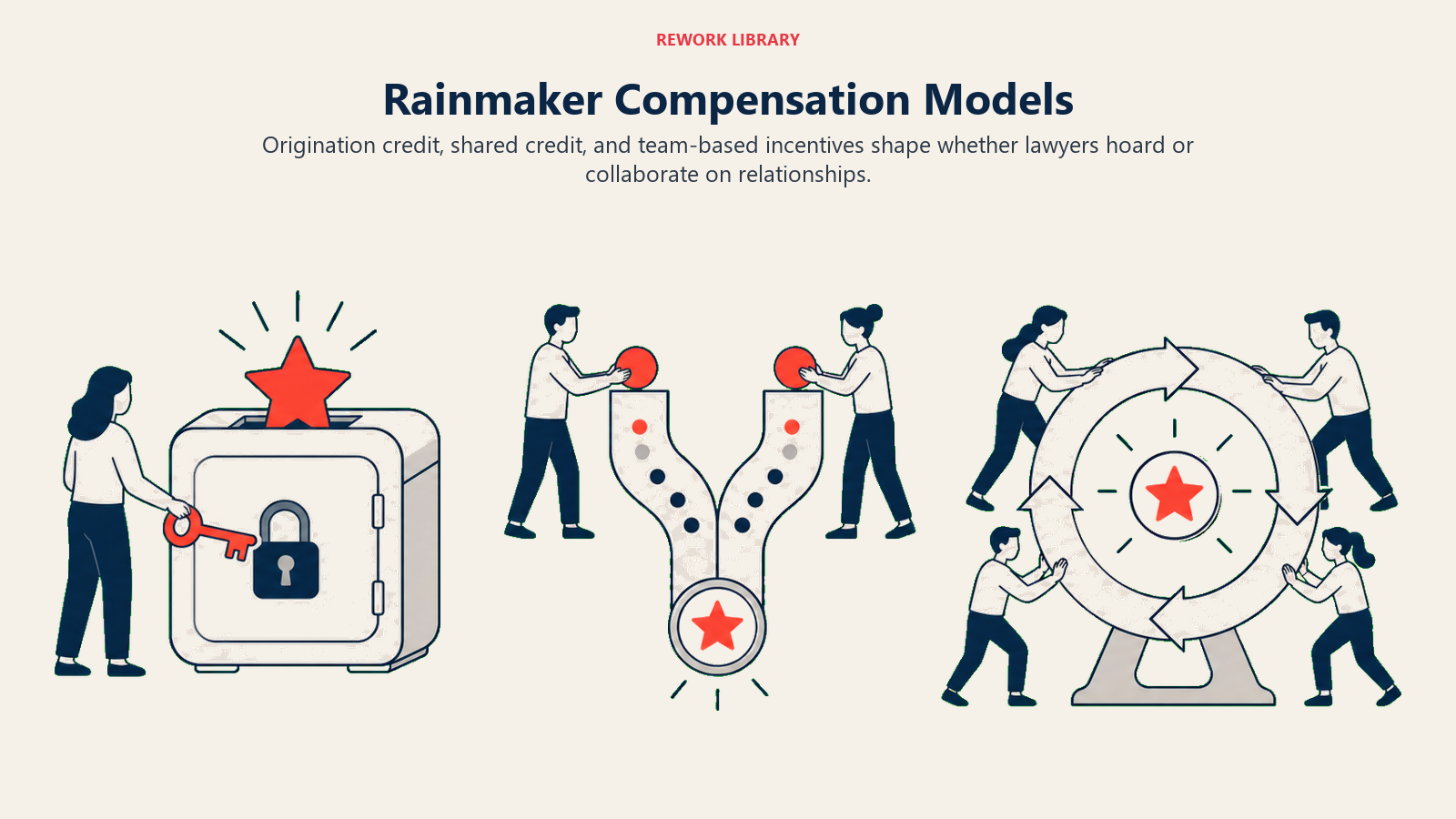 Rainmaker Compensation Models illustrated with three incentive mechanisms