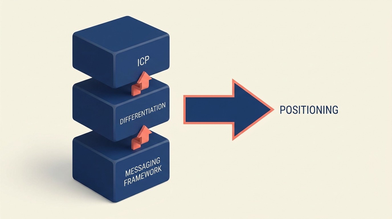 Practice area positioning framework showing ideal client profile, differentiation, and messaging for law firms