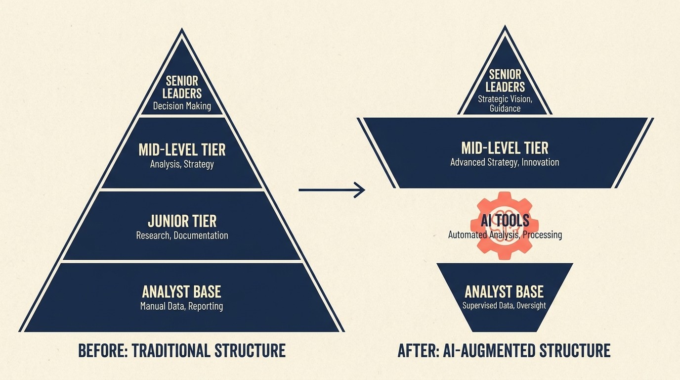 Technology reshaping the professional services leverage pyramid through automation AI augmentation remote hiring geographic arbitrage and productized service delivery