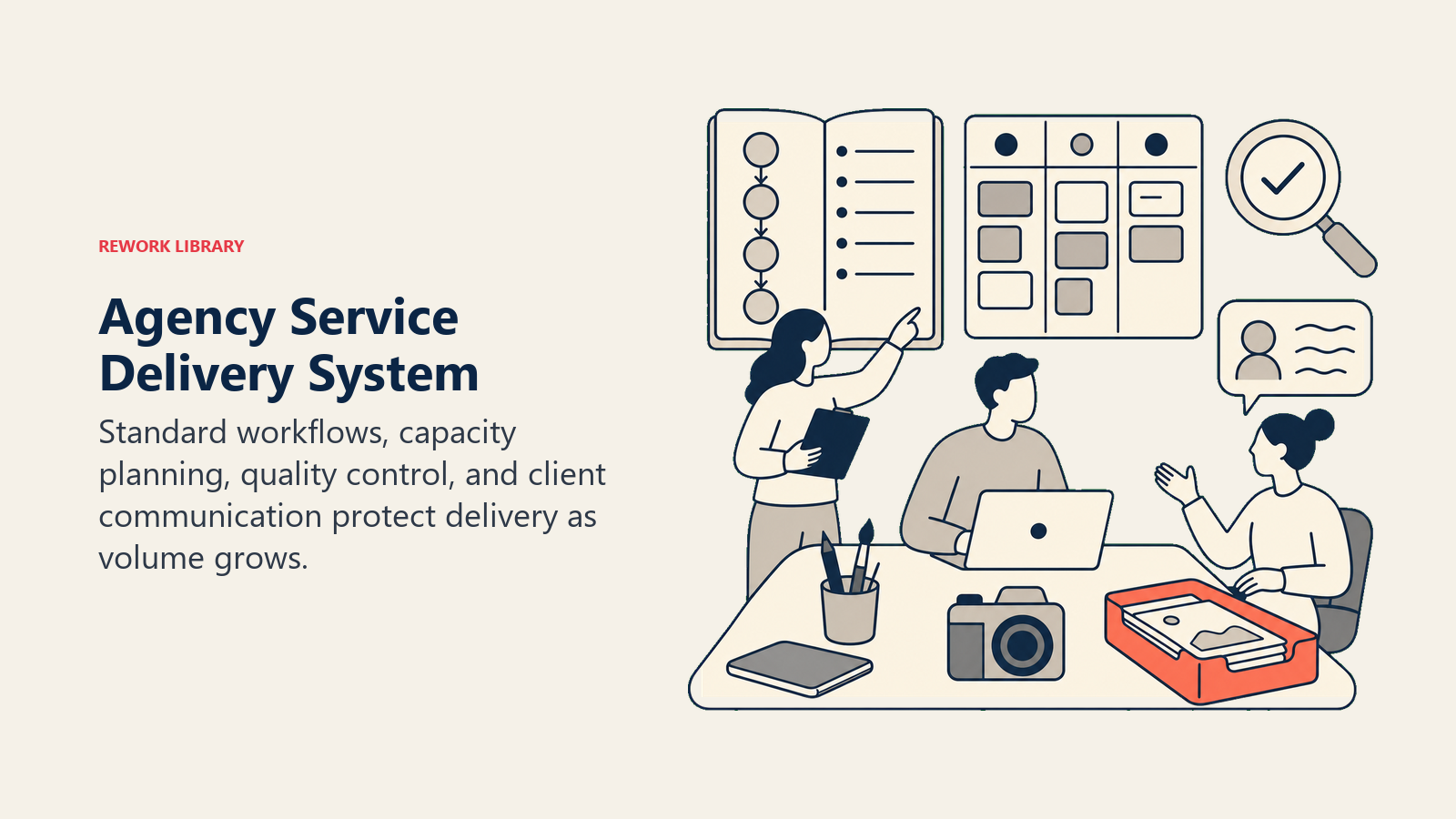 Agency Service Delivery System illustrated with delivery operations studio
