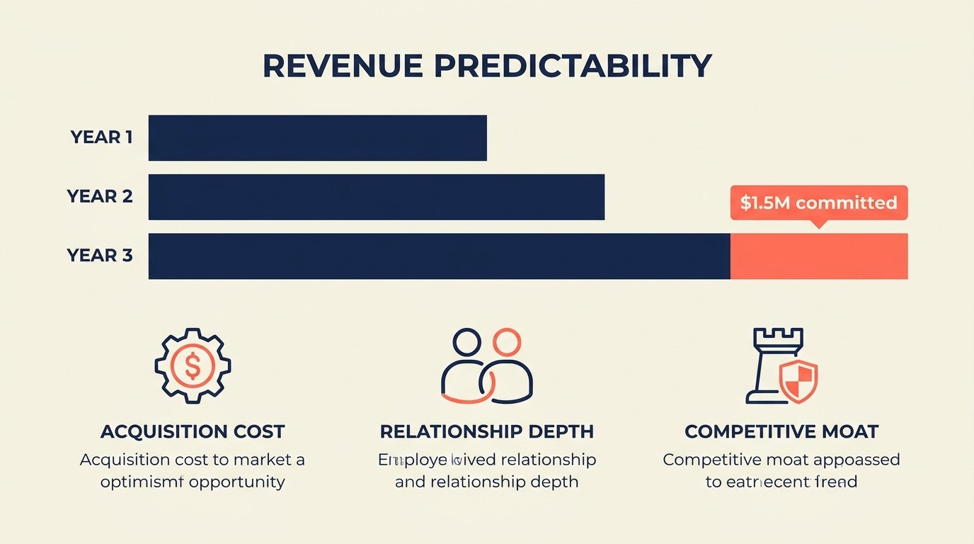 Economic benefits of multi-year engagements: predictable revenue, deeper relationships, lower acquisition costs, and competitive protection