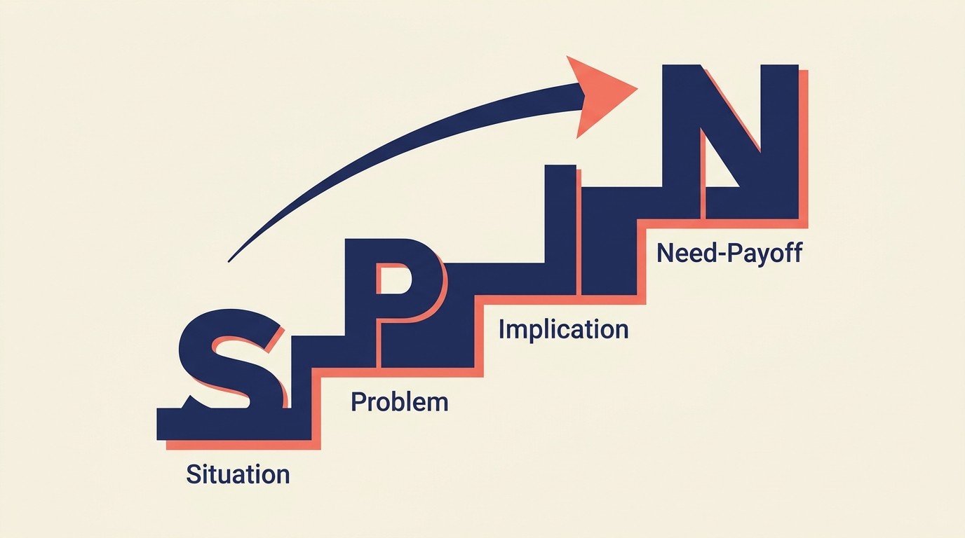 SPIN questioning progression from situation to problem to implication to need-payoff questions
