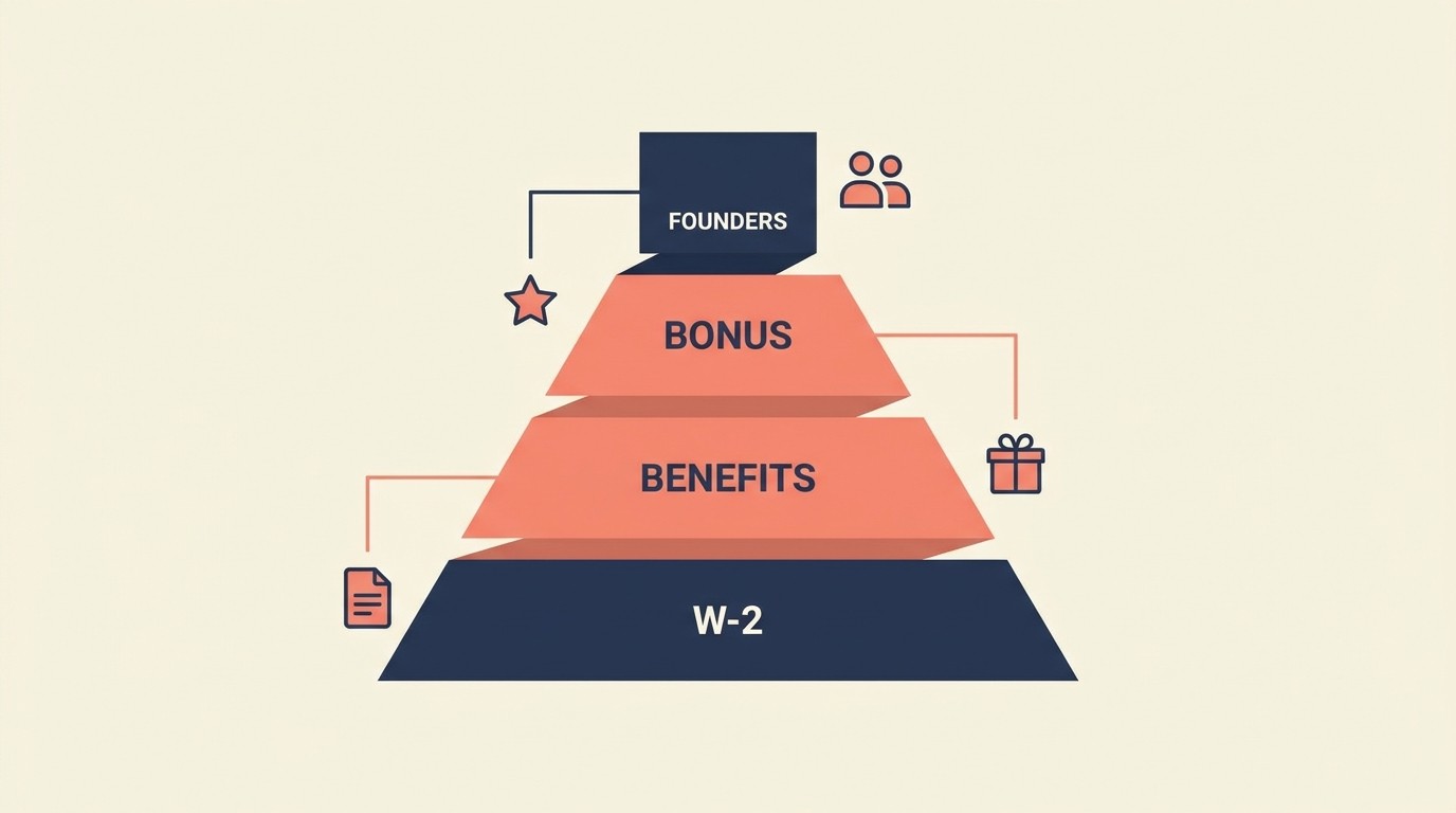 W-2 employee model with salary bonus and benefits structure