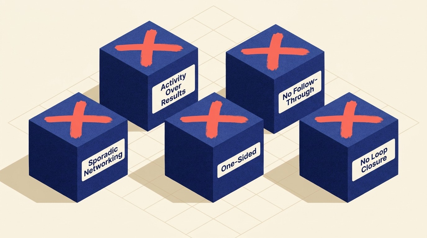 Common networking traps that destroy referral momentum and relationship capital