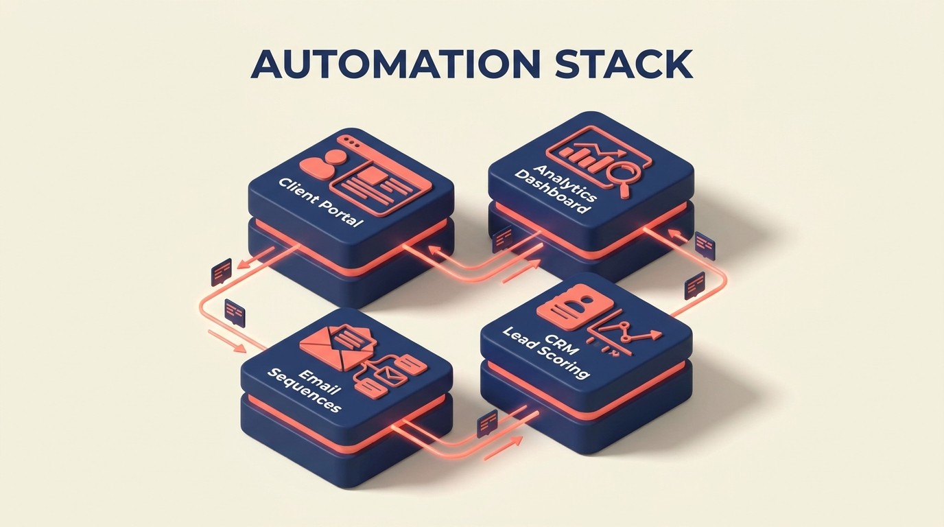Tax practice tech stack with client portals, marketing automation, scheduling, and analytics