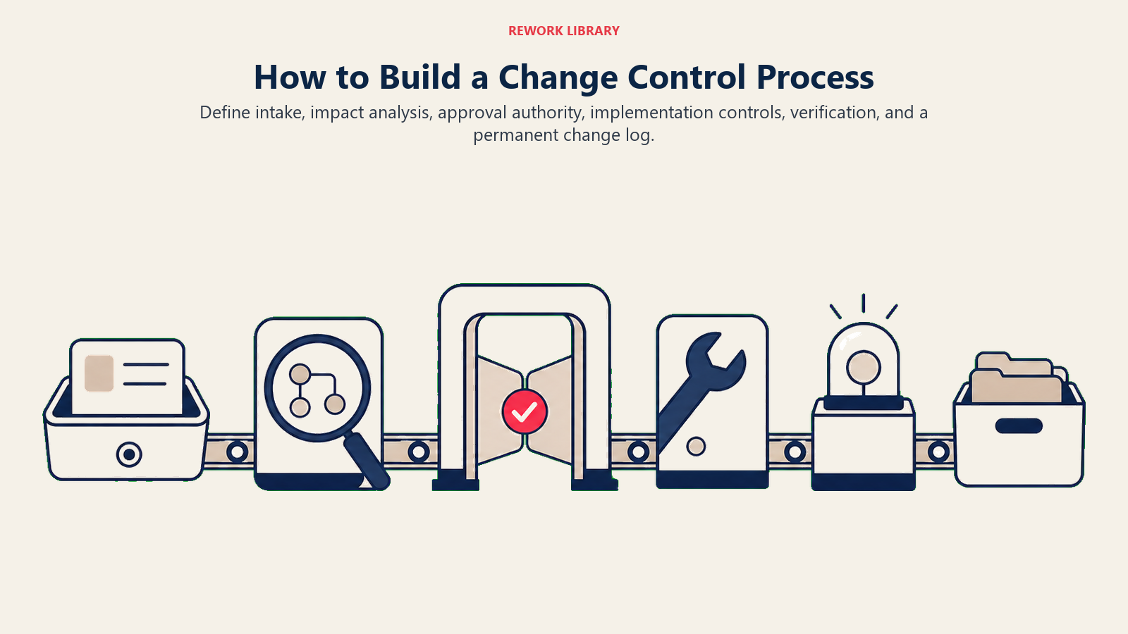 How to Build a Change Control Process illustrated with modular control line being assembled