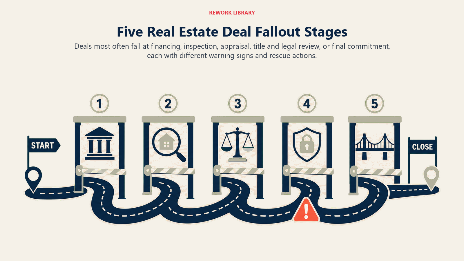 Five real estate deal fallout stages from financing through final commitment