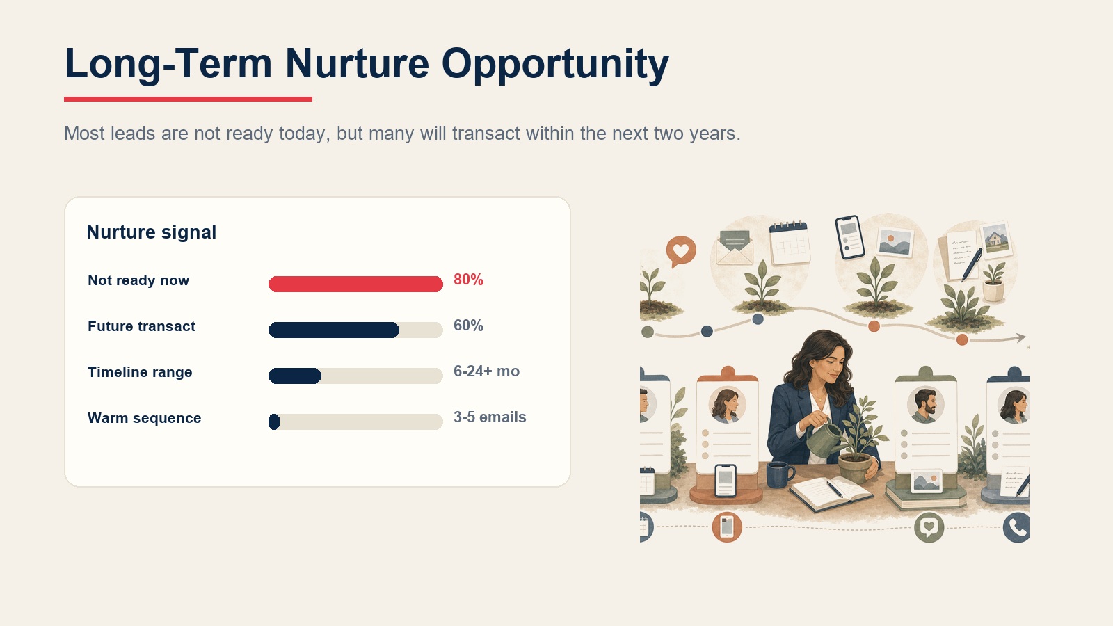 Long-term nurture opportunity showing not-ready leads that can convert over the next two years
