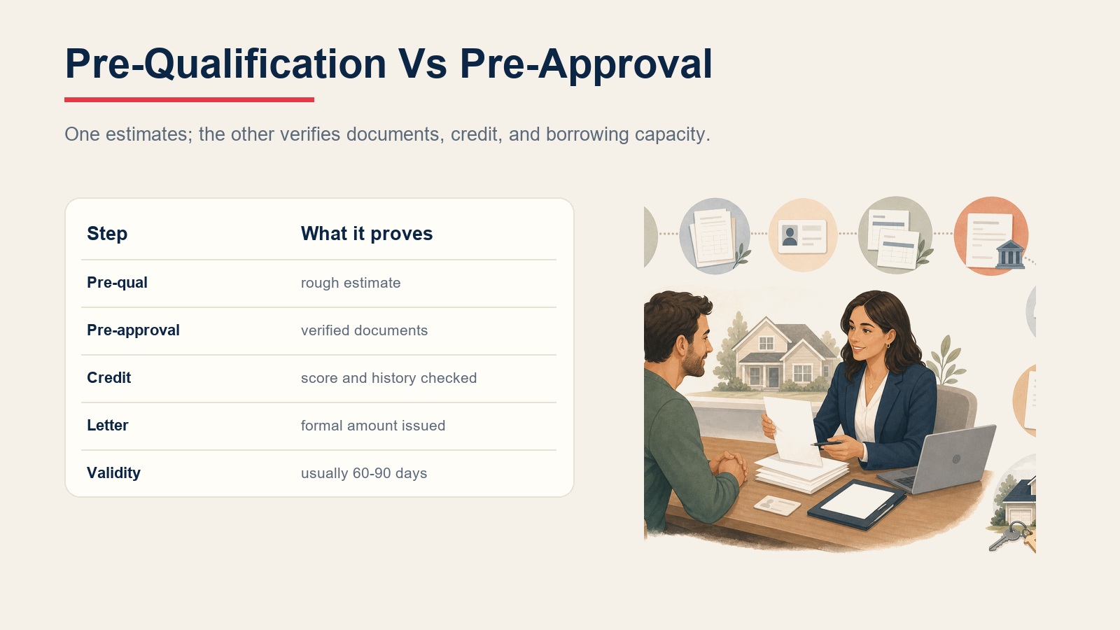 Pre-qualification versus pre-approval comparison for buyer financial qualification