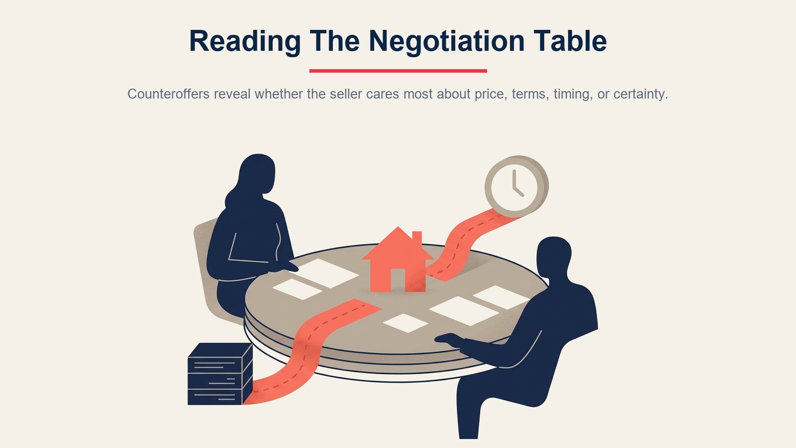 Negotiation table signals for seller priorities, buyer limits, and tradeable offer terms