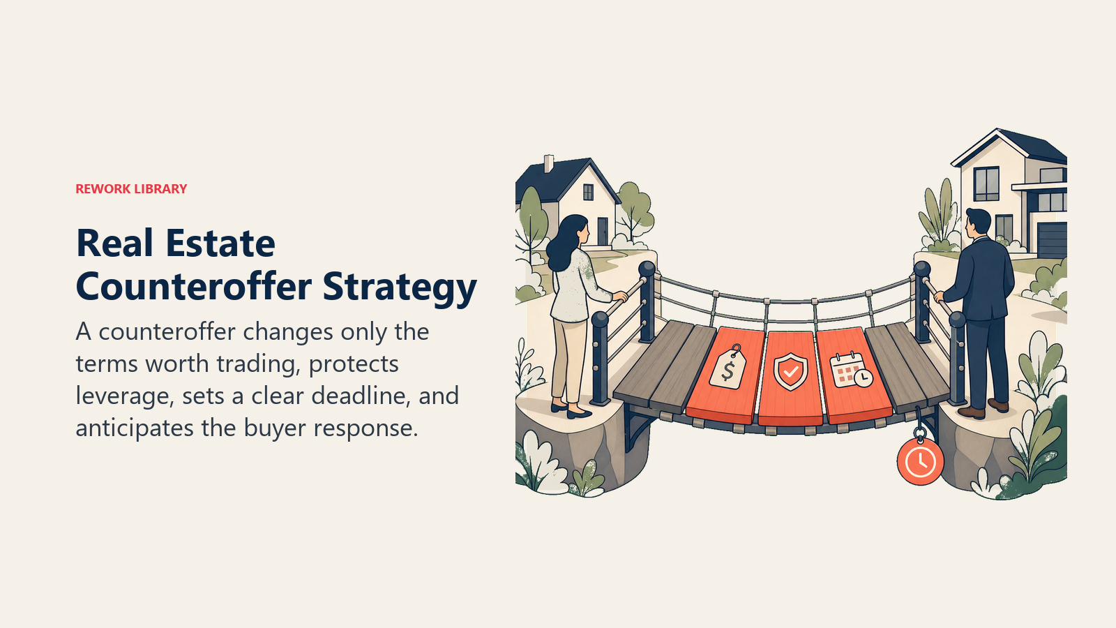 Real Estate Counteroffer Strategy illustrated as counteroffer negotiation bridge for a real estate operating system